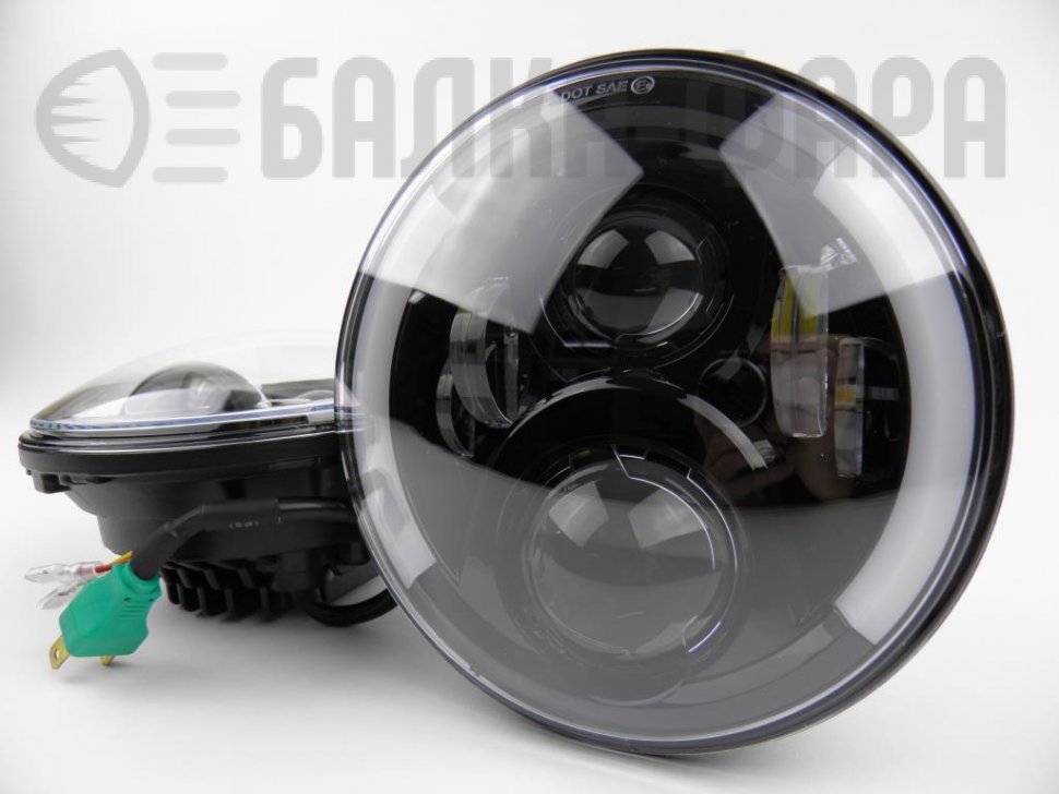 Комплект (2 шт.) светодиодных фар головного света 7 дюймов, 90 Ватт, черные JH07